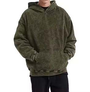 Sweat-shirt à capuche surdimensionné pour homme, couleur unie, en coton French Terry, décontracté, pour l'automne, coupe classique, avec poche, en maille - Product Image 3