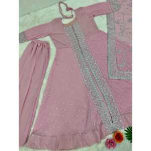 Conjunto de traje de fiesta hermoso para mujer Top Sharara bordado y Dupatta - Product Image 4