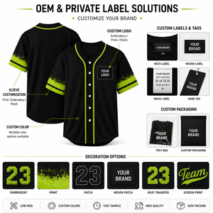 Custom Baseball Jersey <b>Black</b> Green <b>Button</b> <b>Up</b> Sublimation Team Uniform Personalized Sports <b>Shirt</b> OEM Private Label Manufacturer - Product Image 5