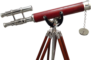 Telescopio Astro de doble barril de latón Vintage náutico de alta calidad, trípode de madera Natural, categoría de producto, binoculares y telescopios - Product Image 5