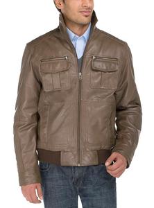 Chaqueta de moto lavada con cuello levantado personalizada para hombre, ajuste de piel de vaca genuina y piel de cordero, capa superior de temporada de invierno - Product Image 5