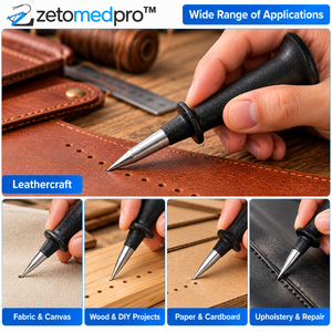3.5 Inch Steel Scratch Awl Leather Stitching Piercing <b>Tool</b> Black Ergonomic Handle Protective Guard ZETOMEDPRO - Product Image 5