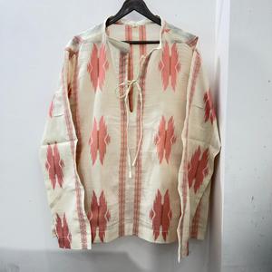 Men's 100% Cotton Eco-Friendly <b>Geometric</b> Handloom Casual <b>Shirt</b> Full Sleeve Breathable Summer Stand Collar Open Stitch Design - Product Image 6