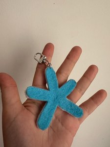 Handmade Star Keychain Custom Colour Keychains Beaded Embroidery Light Blue Woven Design Key Ring DIY Bag Accessory Gift - Product Image 3