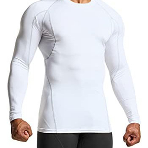 Hot Selling Rash Guards For <b>Men</b> Gym Wear Compression T-Shirts Plain White Solid Color Fitness Rash Guards on Very Best Prices - Product Image 1