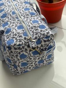 Hand Block Printed Blue Floral Cotton Duffel <b>Bag</b> Women Handmade Travel Gym Eco-Friendly Lightweight Durable Large Portable - Product Image 4