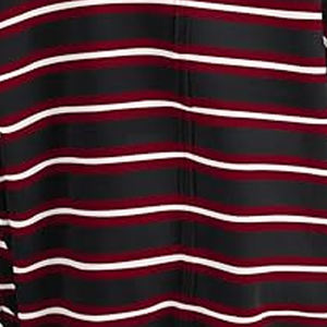 Sweat-shirt à col rond noir, rouge et blanc avec motif à rayures horizontales, manches longues, bordure contrastée des poignets, logo personnalisé, vêtements - Product Image 6
