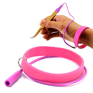 Pince à cils en acier inoxydable de haute qualité avec protège-poignet en caoutchouc, pointe fine, pour application d'extensions de cils en salon de beauté - Product Image 6
