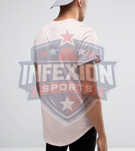 Men's <b>White</b> <b>Longline</b> Regular Fit Cotton Short Sleeve O-Neck Casual <b>T</b>-<b>Shirt</b> - Product Image 4