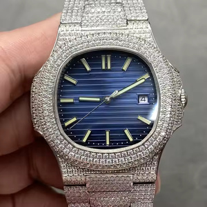 Montre en quartz sertie de diamants Moissanite Platinum Crystal Glow pour homme, look diamant luxueux, montre scintillante - Product Image 3