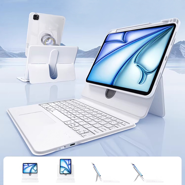 IFacemall iPad Air 10.9Inch Keyboard Case 360 Free Rotation LED Backlit 2 Colors Multiple Touchpad Multi-Angle Adjust ROSH CE