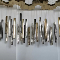 Lustre LED Moderne de Luxe Économe en Énergie Effet Pluie de Météores, Suspension Cylindrique Or et Argent, Abat-jour en Albâtre, Acier Inoxydable