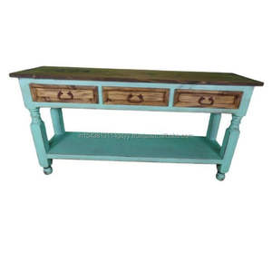 Decoración del hogar Muebles de madera reciclada para el hogar Entrada elegante Entrada 3 cajones Mesa de consola natural - Product Image 2