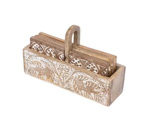Sous-verres en bois au design bohème élégant et tendance, faits à la main, lavables, forme personnalisable, non toxiques, pour la maison, la cuisine, les tasses à thé - Product Image 2