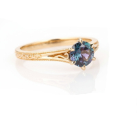 Bague en argent 925 filigrané avec topaze bleue naturelle de Londres sertie griffe classique, plaquée or 18 carats, taille personnalisable, pour femme - Mariage et fiançailles