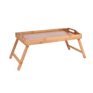 Portable Laminated Bamboo Bed Serving Tray With <b>Folding</b> Legs Laptop <b>Table</b> Breakfast Desk Foldable Platter Serving Board - Product Image 1
