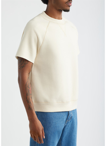 Suéter de Punto para Hombre, Cuello Redondo, Manga Raglán, Color Crema, Corte Regular, Color Sólido, Informal, para Verano - Product Image 3