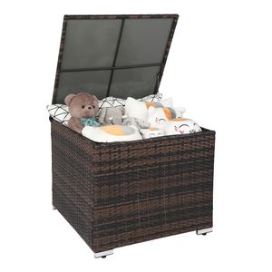 "Brown Gradient Iron Frame 71x71x60.5cm Square Rattan <b>Storage</b> <b>Locker</b>" - Product Image 6