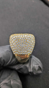 แหวนทรงสี่เหลี่ยมประดับเพชรโมอิสซาไนต์สุดหรู ชุบทองคำเหลือง ประดับเพชรเต็มวง สไตล์ฮิปฮอป สำหรับผู้ชายและผู้หญิง เหมาะสำหรับงานปาร์ตี้ - Product Image 5