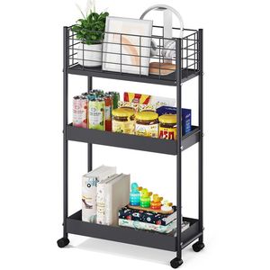Stylish Iron <b>Kitchen</b> Trolley Organizer With Spacious Shelving <b>Units</b> And Smooth Rolling Wheels <b>For</b> Home Use - Product Image 4