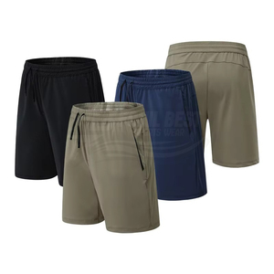 Men's Solid Color Breathable Quick Dry Polyester <b>Knee</b>-Length Bermuda Shorts Drawstring Closure Elastic Waist Casual Outdoor Wear - Product Image 4