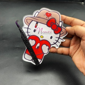 Azulejos de pestañas magnéticas Sostenibles 90 grados Negro brillante con punta azul Pinzas Bear Print Lash Pallet Color personalizado y logotipo - Product Image 3