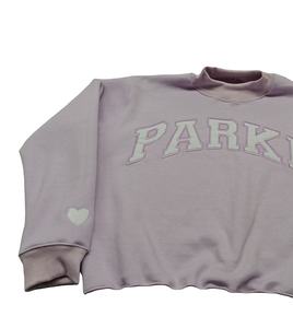 Sweat-shirt gris à col rond pour femme, broderie motif Park Letter, mélange de coton tricoté, idéal pour l'automne - Product Image 2