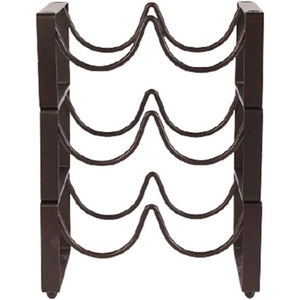 Porte-vin en métal gris de style vintage pour 4 bouteilles avec poignée en bois, support de rangement de cuisine de style farmhouse à prix avantageux - Product Image 2