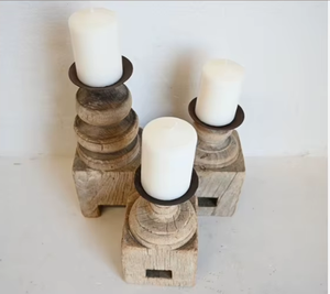 Candelabro de Madera Antiguo Hecho a Mano, Soporte para Velas, Estilo Rústico Vintage Tallado, Decoración para el Hogar, Centro de Mesa para Sala de Estar - Product Image 2