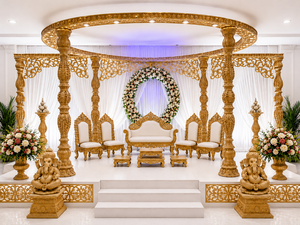Mandap en FRP élégant et personnalisable, style temple classique, pour mariage Manavarai, Tirupati Balaji, Kalyan, cérémonie, en fibre détachable - Product Image 3