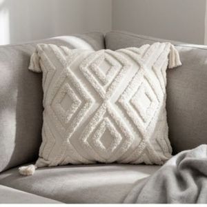 Bohemian Geometric Knitted Cotton Throw <b>Pillow</b> Cover Square Removable Washable Envelope Closure White <b>Decorative</b> <b>Pillow</b> For Sale - Product Image 5