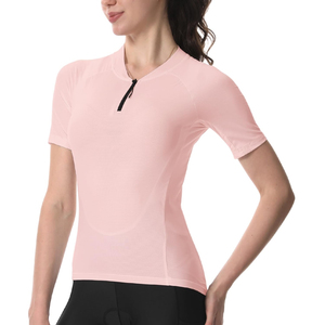 Maillot de cyclisme rose à manches courtes avec fermeture éclair pour femme, respirant, séchage rapide, printemps automne, maillot de cyclisme sur route - Product Image 1