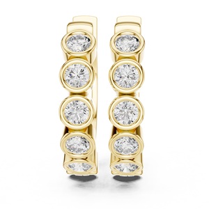 Boucles d'oreilles créoles de luxe en moissanite à facettes, design de mode artisanal, en argent sterling 925 plaqué or, certifiées par un tiers, tendance - Product Image 1