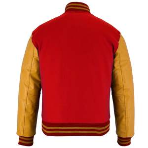 เสื้อแจ็คเก็ตวาร์ซิตี้สีแดงสำหรับผู้ชาย ผ้าทอเนื้อหนาผสมขนสัตว์ สวมใส่สบายในฤดูใบไม้ผลิ กระดุมแถวเดียว ปกคอพับได้ เหมาะสำหรับฤดูหนาว - Product Image 3