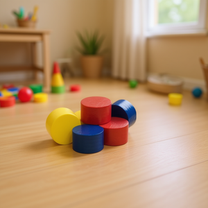 Bouchons en bois cylindriques Ilan 25x15mm colorés, lot de 6 - Product Image 2