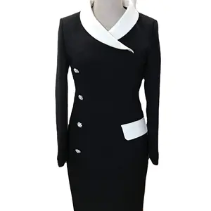 Wholesale price premium material long dress shirt women office fashion ladies stylized sleeve women black dress