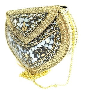 Evil <b>Eye</b> Mosaic Metal Mother of Pearl Clutch Bag - Handmade Blue Stone Antique Ethnic Clutch at Low Price by LUXURY <b>CRAFTS</b> - Product Image 5