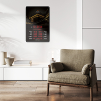 Al-Fatiha 5151PRO Horloge Murale LED Islamique Grand Format avec Calendrier Hijri, Heures de Prière et Azan pour Ramadan et Mosquée