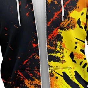 เสื้อฮู้ดซิปผู้ชายทันสมัย ผ้าฝ้าย 100% น้ำหนักเบา ระบายอากาศได้ดี ทรงโอเวอร์ไซส์ เสื้อผ้าลำลองพรีเมียม พิมพ์ลายแบบซับลิเมชั่น - Product Image 3