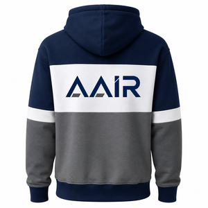 เสื้อฮู้ดผู้ชาย AAIR ดีไซน์สีตัดต่อ โลโก้ด้านหน้า สวมใส่สบายในฤดูหนาว ทรงปกติ ผลิตจากผ้าโพลีเอสเตอร์ผสมฝ้ายเฟรนช์เทอร์รี่ - Product Image 6