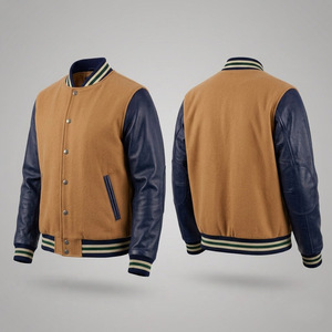 Unisex Varsity Jacket Green Wool Sleeve Woolen Body <b>Covered</b> <b>Button</b> Closure Regular Fit Winter Casual Wear Windproof Breathable - Product Image 5