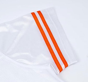 Men's White V-Neck Short Sleeve Football Jersey Breathable Mesh Fabric Striped Sleeves Regular Fit All Seasons Apparel - Product Image 5