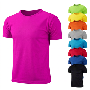 T-shirt à manches courtes pour homme, uni, couleur unie, col rond, coupe classique, décontracté, en coton tricoté respirant, blanc et multicolores - Product Image 4