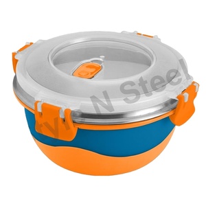 Deluxe Eco Friendly Stainless Steel <b>Tiffin</b> Lunch <b>Box</b> Polished Camping Food Carrier with Lock Lid With Plastic Lunch <b>Box</b> Lock <b>Box</b> - Product Image 1