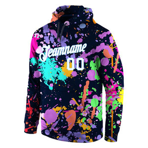 Sudadera con Capucha Deportiva 3D Personalizada con Estampado de Grafiti, Color Blanco y Azul Claro, Estilo Urbano, Informal - Product Image 2
