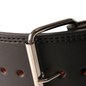 <b>Men</b> Leather Weight Training <b>Belt</b> Custom Logo Heavy Duty Double Prong Buckle <b>Gym</b> Powerlifting Wholesale Supplier OEM Fitness Gear - Product Image 3
