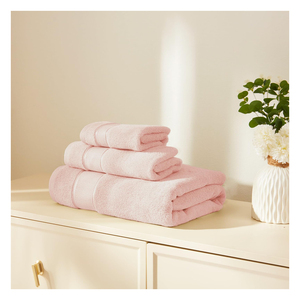 Soft <b>Pink</b> Cotton Bath <b>Towel</b> Set 3 Piece Solid Color Absorbent <b>Towels</b> for Home Hotel Spa - Product Image 1
