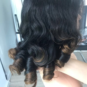 Precio de fábrica 100% Raw Virgin Vietnamita Trama humana Peluca de encaje Bouncy Brown Mezcla de colores Super Extensiones de cabello doble dibujado - Product Image 5