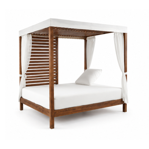 Cama de Día de Lujo para Exteriores, Tipo Cabaña de Madera, con Cortinas Blancas, para Resort, Piscina, Patio, Jardín, Villa, Hotel, Muebles de Relajación - Product Image 1
