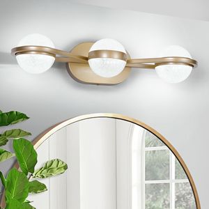 Lampada da Bagno a 3 Luci LED con Paralumi in Acrilico Effetto Sabbia Cristallina, Illuminazione Decorativa da Parete per Bagno - Product Image 3
